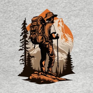 Trailblazing Adventures Mountain Hiking Scene T-Shirt